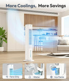 Exnos Portable Evaporative Air Cooler, 3-in-1 Cooling Fans that Blow Cold Air With 3L Water Tank, 38'' Tower Fan for Bedroom, Office with 3 Speeds, 12H Timer, Oscillation, 2 Ice Packs