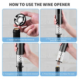 Rechargeable Electric Wine Opener Set, Automatic Corkscrew Set, Including Long Stem Wine Glasses of 2, Clear Glass Wine Goblet, Ideal Gift for Wedding, Wine Lover, Birthday, Girl, Men