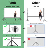VntB Projector Screen and Stand, 180 inch Outdoor Projection Screen 15 FT Large Portable Movie Screen Wrinkle-Free 16:9 4K Rear Front Foldable Washable with Carry Bag for Backyard Theater Movie Night