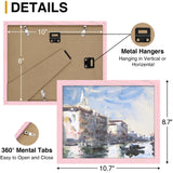 decorUhome Solid Oak Wood 8x10 Picture Frame, Display Pictures 5x7 with Mat or 8x10 without Mat, Wall & Tabletop Display Photo Frame, Pink, 1 Pack