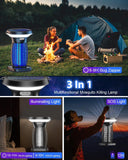 Solar Bug Zapper Outdoor Waterproof, Portable & Rechargeable Bug Zapper with Panel Sensor & LED Night Light Mosquitoes Zapper, Electric Fly Zapper for Home, Patio, Backyard, Camping