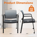 CLATINA Grey Waiting Room Chair with Wheels Mesh Back Stacking Arm Chairs