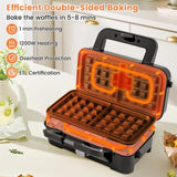 BECOMFORT 3 in 1 Waffle Maker, Sandwich Press w/3 Removable Non-stick Plates, Indicator Lights, Cool Touch Handle, Sandwich Maker & Panini Press w/5-gear Temperature Control for Breakfast Steak