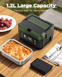 Genasmil Cordless Electric Lunch Box for Adults – 1.2L Stainless Steel Self-Heating Lunch Box with Dual 20000mAh Removable Rechargeable Batteries, Portable Heated Food Warmer for Work, Travel & Office