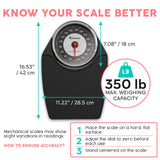 Adamson A24 Scales for Body Weight - Up to 350 LB - New - Anti-Skid Rubber Surface Extra Large Numbers - High Precision Bathroom Scale Analog - Durable with 20-Year Assurance - Black