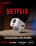 Xgody Gimbal N5 Compatible with Netflix & Auto Focus Keystone Smart Mini Projector with WiFi6 and Bluetooth, Portable Projector Native 1080P & Voice Controlled, 4K Home Movie Projector, White