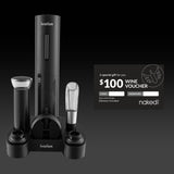Ivation 7-Piece Wine Gift Set – Includes Electric Bottle Opener, Wine Aerator, Preserver Pump, 2 Cork Stoppers, Foil Cutter & Stand