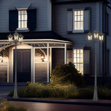 Luminzone 3-Head Outdoor Solar Lamp Post Lights with High Posts, Dusk to Dawn Remote Control Waterproof Exterior Pillar Lantern 3 Lighting Mode Modern Street Light for Garden Walkway