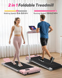 Foldable Treadmill with Incline, Compact Walking Pad Treadmill with Safety Handle Bar, 3.0HP Quiet Under Desk Treadmills