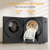 EUHOMY 1.5 Cu.ft. Portable Clothes Dryer, 850W Compact Dryer with Exhaust Hose, Mirror Finish, LCD Touch Panel, 4 Drying Modes, 5.5lbs Capacity, Portable Dryer for Apartments, Dorms, Rvs, Black
