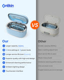 onlikin 45KHz Ultrasonic Jewelry Cleaner, 5 Timer & 3 Power Modes, 35W Retainer Cleaner for Jewelry, Eyeglasses, Rings, Watch Strap, Dentures - Quiet <38dB, 20oz, 304 Stainless Steel Tank(Blue)