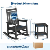 HDPE Rocking Chair Outdoor Set of 4 with 2 Side Table, High Back Rocker
