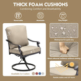 MELLCOM Swivel Patio Chairs Set of 8 with Khaki Cushions for Outdoor Dining