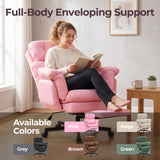 Criss Cross Office Chair with Foot Rest, Big and Tall Office Desk Chair with Flip Armrests for Pets & Cross Legged Sitting, Comfy Executive Ergonomic Reclining Computer Gaming Vanity Chairs, Pink