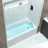 WOODBRIDGE 60” x 32” Four-Piece Direct-to-Stud Alcove Tub Surround with Right-Drain Hole Soaking Bathtub Combo in White