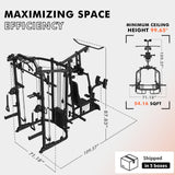 GMWD Dual-Station SmithΔ Machine Power Cage, All-in-One Home Gym Workout Station with 121LB Weight Stacks & Cable Crossover, Professional Functional Trainer for Couples & Family Strength Training