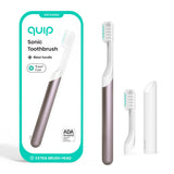 Quip Metal Sonic Electric Toothbrush for Adults - Time Travel & Soft Bristles with Travel Case & Replacement Brush Head - 3 Month Battery Life, Dusk Plum