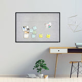 JILoffice Cork Linen Bulletin Board 36 X 24 Inch (Grey), Black Aluminum Frame Wall Mounted Board Memo Pin Board for Office Home and School