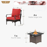 Sophia & William Metal Patio Furniture Set with Fire Pit Table, 5 Pieces