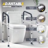Lianjindun Toilet Safety Rails, Adjustable Toilet Frame for Elderly, Seniors, Handicap & Disabled, Foldable Handicap Toilet Handles Fit Any Toilets (Blue)