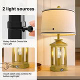G-SAFAVA 24" Table Lamps for Living Room Bedroom Modern Gold Bedside Lamps Set of 2 Nightstand Lamps for Night Stands 3 Way Dimmable Touch Lamp with USB C+A Ports and 2 Light Sources, 4 Bulbs Includes