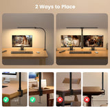 SIBRILLE Upgraded LED Desk Lamp for Home Office with RGB, Rotatable Computer Desk Light with Remote, Tall Table Lamp with Clamp for Working, Dimmable Dual Head Task Lighting for Monitor PC, 22W