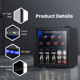 Wine Cooler, 12 Bottle/48 Can Beverage Refrigerator, Mini Fridge Glass Door with Adjustable Shelves Electactic