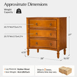 HULALA HOME 3 Drawer End Tables Set of 2 with Charging Station, 26" Wide Endtables with Solid Wood Legs and Curved Profile, Classic Side Tables for Living Room, Acorn