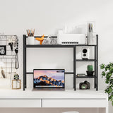 Snughome Desk Shelf, 38.6" Desk Hutch for Computer Monitor, Desktop Organizer Shelf, 4 Tier Desk Display Rack, Wood Desktop Bookshelf Storage Rack for Home Office Dorm, Black