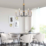 LXWNYY Modern Black and Gold Chandelier,6-Light Farmhouse Chandelier for Dining Room Light Fixtures Ceiling Hanging Industrial Chandelier Light Fixture for Kitchen Living Room Bedroom Entryway