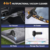 Vostuve Car Vacuum Portable Cordless High Power Small Handheld Vacuum Cleaner 4-in-1 Compressed Air Duster & Air Blower & Pump Hand Held Mini Vacuum for Christmas Cars,Office,Home Cleaning