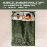 Tranqun 2 Pack Double Sleeping Bag for Adults, Queen Size Two Person Camping Sleeping Bag with Pillow Waterproof 3 Season Cotton Fabric for Hiking Backpacking Warm & Cold Weather(Army Green)