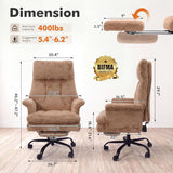 Teddy Fleece High Back Executive Office Chair with Flip Armrests (Brown)