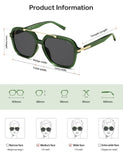 SOJOS Big Trendy Polarized Aviator Sunglasses for Women Men, 80s 90s Retro Square Aviators Sun Glasses SJ2672, Dark Green/Grey