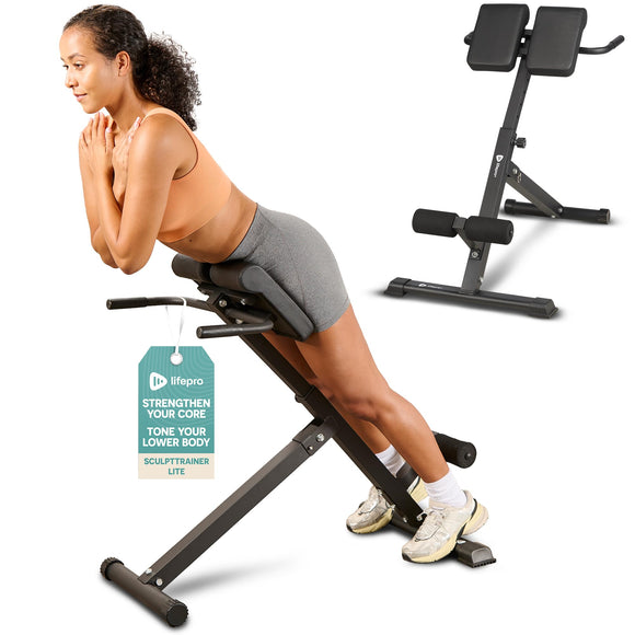 Lifepro Roman Chair Hyperextension Bench - Adjustable Back Extension Machine for Glutes, Hamstrings, and Lower Back - Foldable Multipurpose Exercise Equipment for Home Gym LifePro