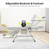 Jaxilyn Facial Bed Tattoo Chair with Two Trays Esthetician Beds Adjustable Folding Salon Bed with Hydraulic Stool Massage Chair for Professional Massage Facial Lash Beauty Treatment Spa White