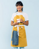 Caldo Daily Cotton Kitchen Apron for Cooking- Mens and Womens Professional Chef or Server Bib Apron - Adjustable Straps with Pockets and Towel Loop (Mustard)