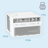 Keystone 18,000 BTU 230V Window Mounted Inverter Air Conditioner with Quiet, High Efficiency Operation and Remote, Window AC Unit for Apartment, Living Room, Bedroom, Large Rooms up to 1000-Sq. Ft.