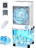 Swamp Cooler,Evaporative Air Cooler 2026 Upgraded Windowless Portable Air Conditioners with 10GAL Detachable Tank,120° Oscillation,Ultra Quiet,Timer,Remote,30H Cooling Fan for Bedroom Apartment Garage