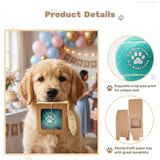 NIUBNKJ 100 Pack Light Blue Tennis Balls Wedding Favors for Dog Lovers, 2.5 Inch, Fur Ever Love Paw Print, Includes Individual Boxes, Cards and Twine