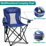 SAILARY Outdoor Folding Camping Chair with Cup Holder, Storage Bag, Large Anti-Sink Feet, 400lbs Capacity, 2 Pack Breathable Mesh Portable Chair for Camping, Beach, Fishing, Sports, Blue