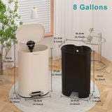 SolaceCove 8 Gallon Anti-Fingerprint Stainless Steel Garbage Can with Foot Pedal for Kitchen,30L Kitchen Trash Can with Soft Close Lid & Removable Inner Bucket
