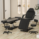 ABTSalon Hydraulic Tattoo Chair Bed for Client Spa Bed with Stool Height Adjustable Facial Beds for Esthetician Chair Aesthetic Treatment Table (Black Hydraulic Tattoo Chair)