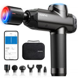 RENPHO Power+ Thermacool Massage Gun with Heat and Cold, 12mm Amplitude Deep Tissue Percussion Massager for Professional Athletes, App Controlled Guided Courses, 6 Speeds, 6 Attachments, Carry Case