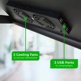 Executive Adjustable Laptop Stand for Desk w/2 Fans & 3 USB Ports, Ergonomic Foldable Laptop Holder Uncaged Ergonomics