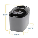 West Bend Hi-Rise Bread Maker Machine Programmable 12 Programs Including Gluten Free & 3 Loaf Sizes and Crust Colors with Traditionally-Shaped Horizontal Bread Pan with Dual Knead Blades, 3-Lb, Gray