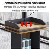 Professional Adjustable Wooden Podium with 4 Rolling Wheels, Portable Lectern for Weddings, Churches, Schools & Events - Sturdy, Versatile, Easy to Move