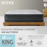 Intex 18" Inflatable King Air Mattress, Elevated Premium Comfort with Built-in Pump, Self-Inflating Portable Blow-Up Airbed for Guest Bed or Camping
