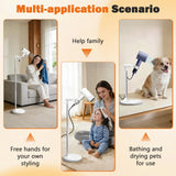 Hair Dryer Stand Hands Free, 17-51in Height Adjustable, 360-Degree Rotating Blow Dryer Stand, Universal Grip Works for 99% Blow Dryer, Metal Hair Dryer Holder Stand for Bathroom, Vanity, Makeup Room