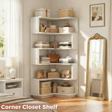 Besiost Corner Book Shelf, 6-Shelf Corner Bookshelf for Small Corner Spaces, L-Shape Bookcase